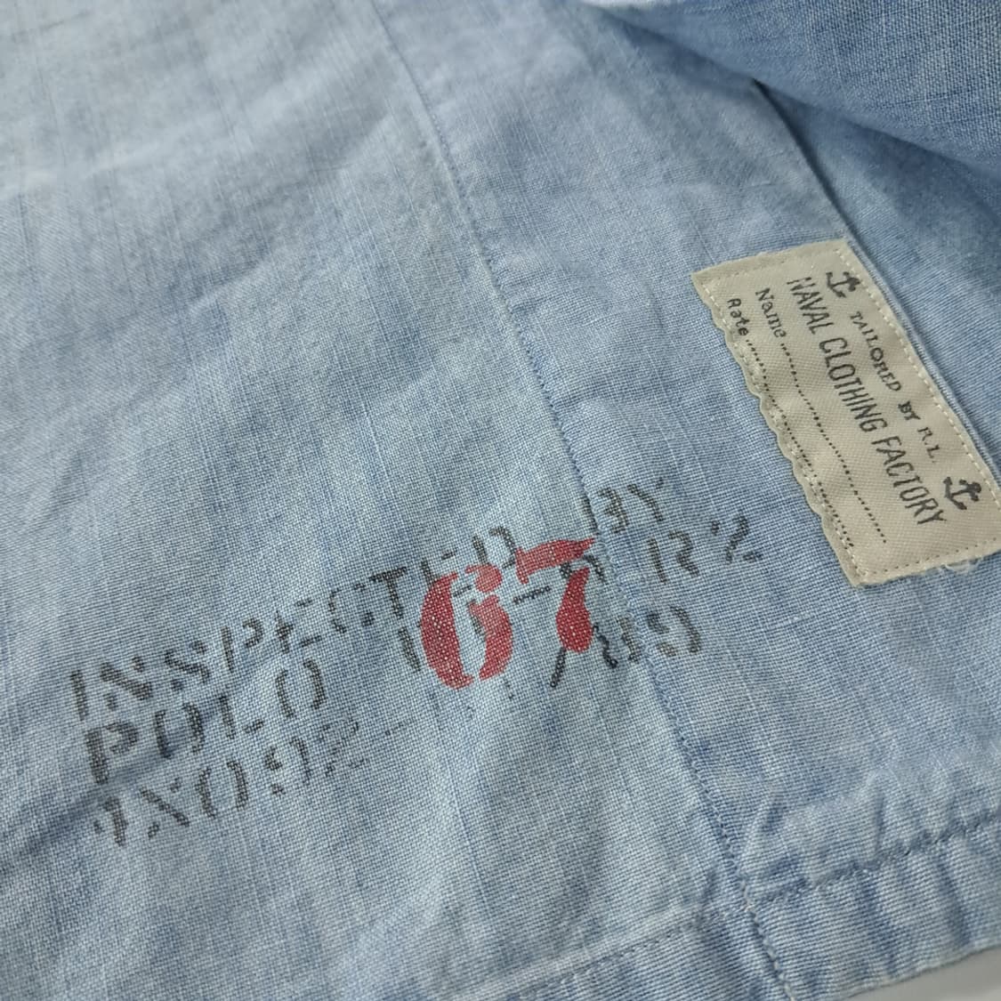 CJ240 L 폴로 샴브레이 US RL67 밀리터리 반팔 셔츠 남방 상품이미지5