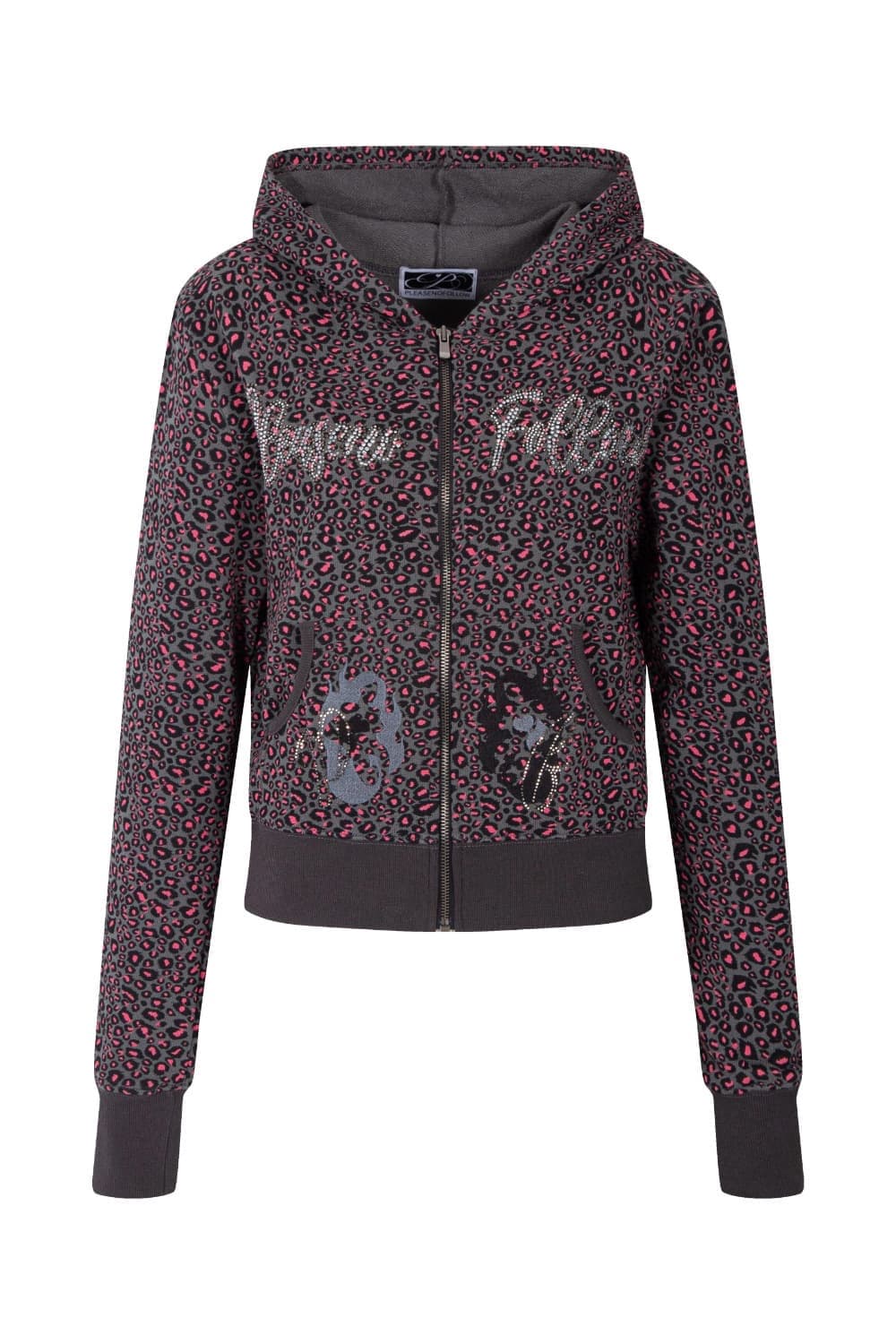 플리즈노팔로우 레오파드 크리스탈 후드집업 (핑크) 상품이미지1