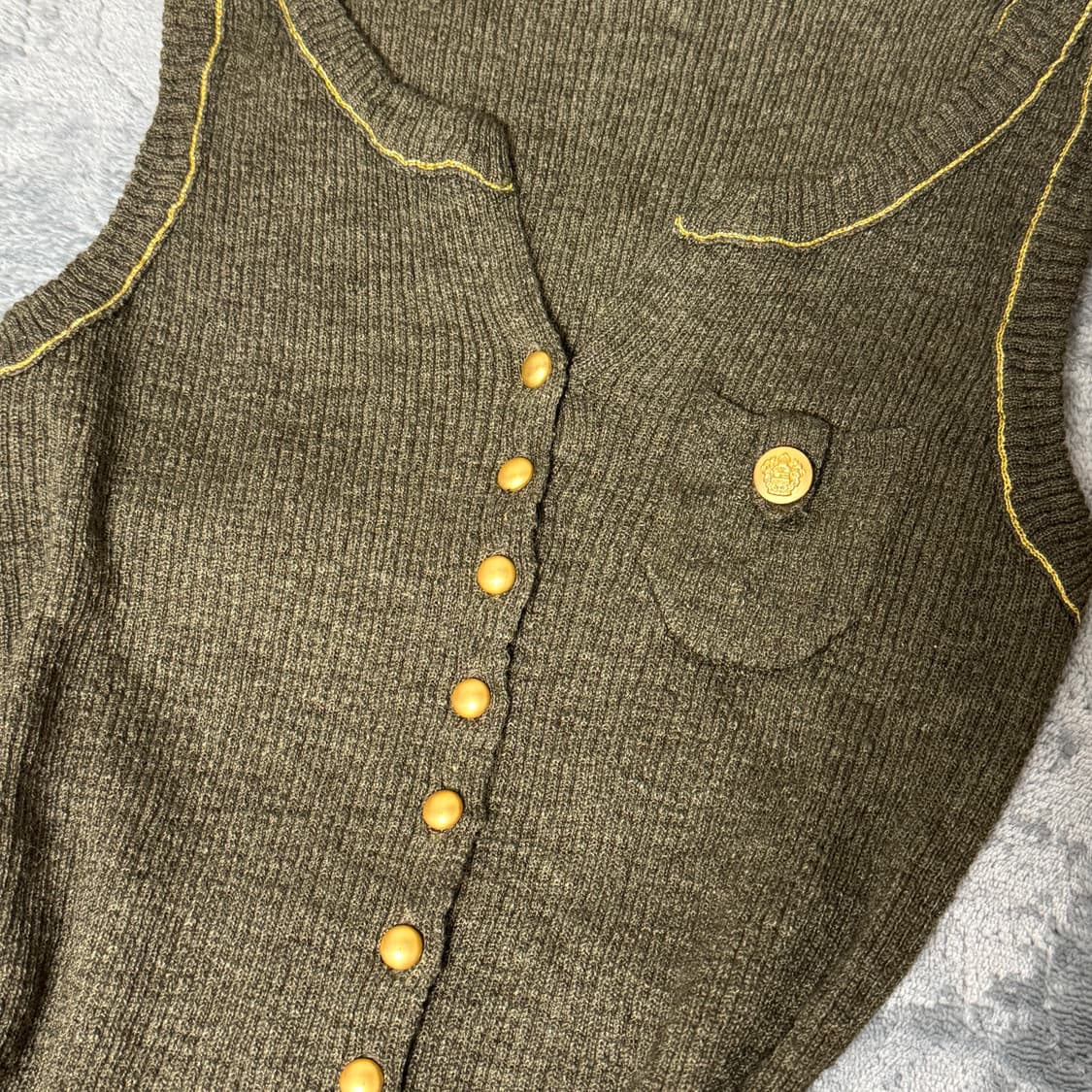빈티지 슬리브리스 나시 금장 단추 포인트 갸루무드 상품이미지2