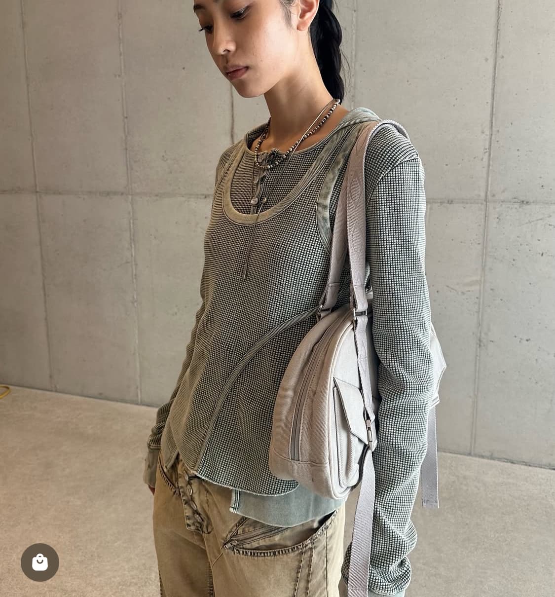 미스치프 와플 후드 세트 카키 상품이미지1