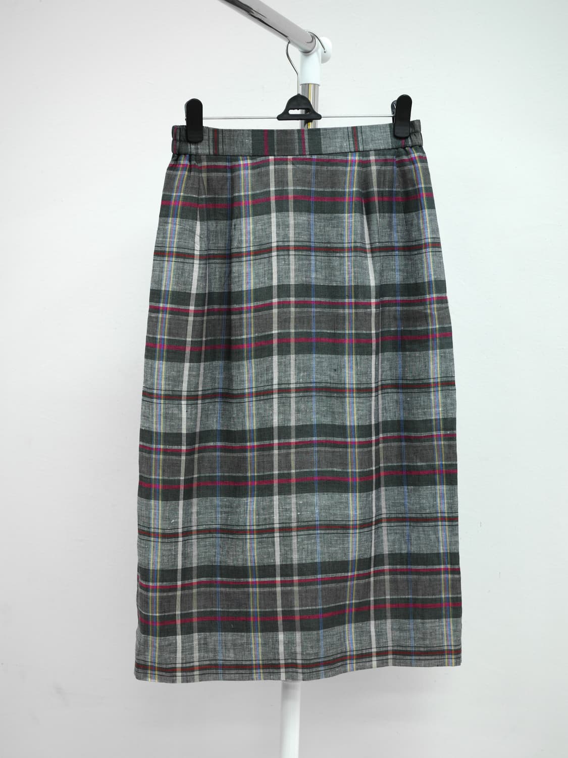 빈티지 그레이 체크 미디 스커트 상품이미지2