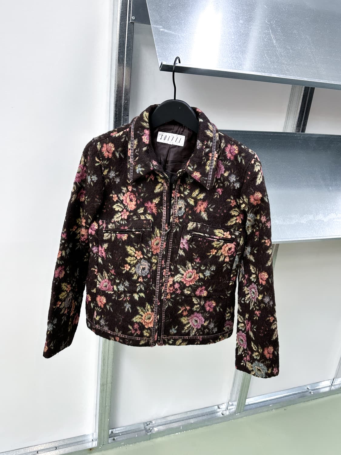 dark brown flower zip jacket 상품이미지1