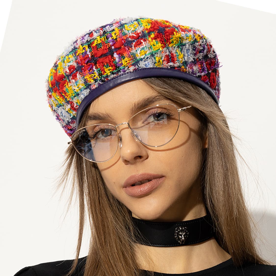 새상품 구찌 GG 로고 라메 트위드 베레모 모자 상품이미지1