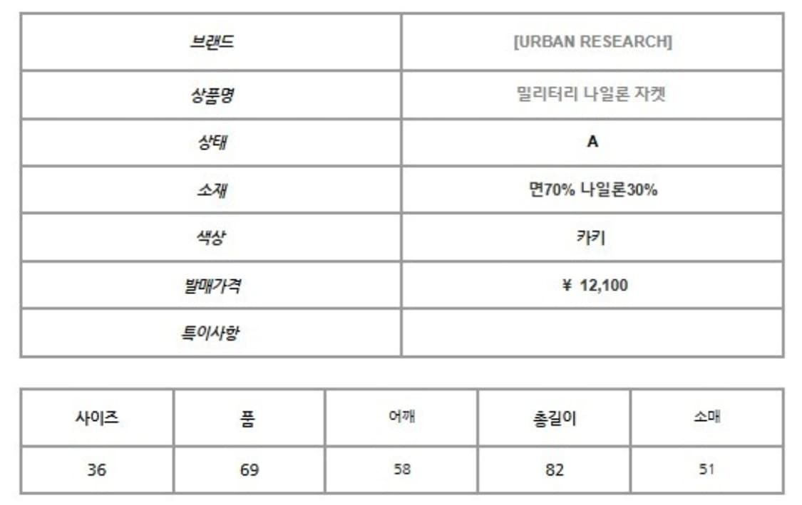 어반리서치 밀리터리 나일론 자켓 상품이미지2