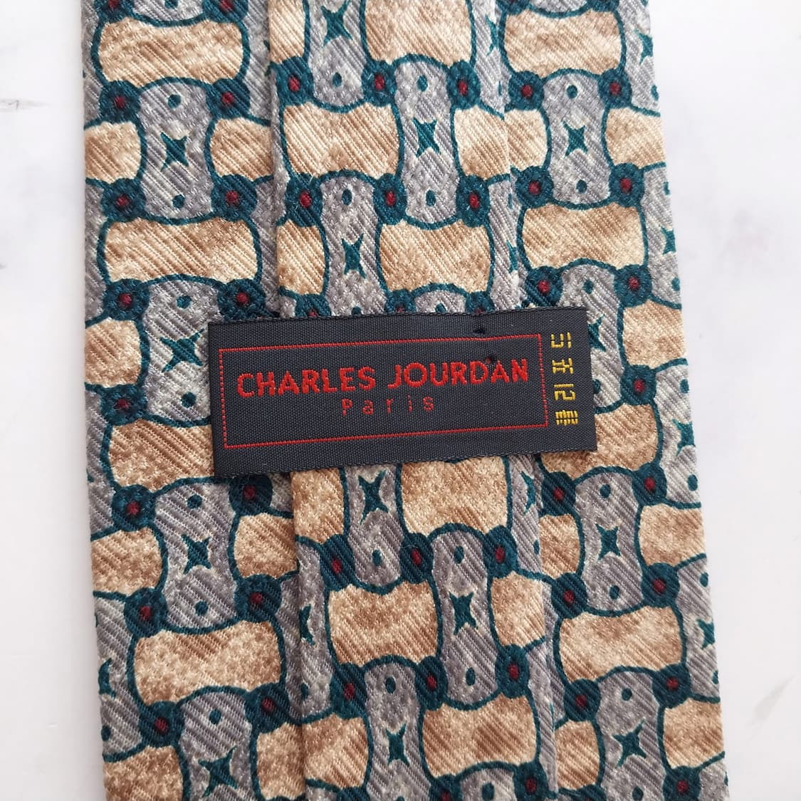 샤를 주르당 실크 그린 패턴 넥타이 9.4cm A+등급 K2359 상품이미지9