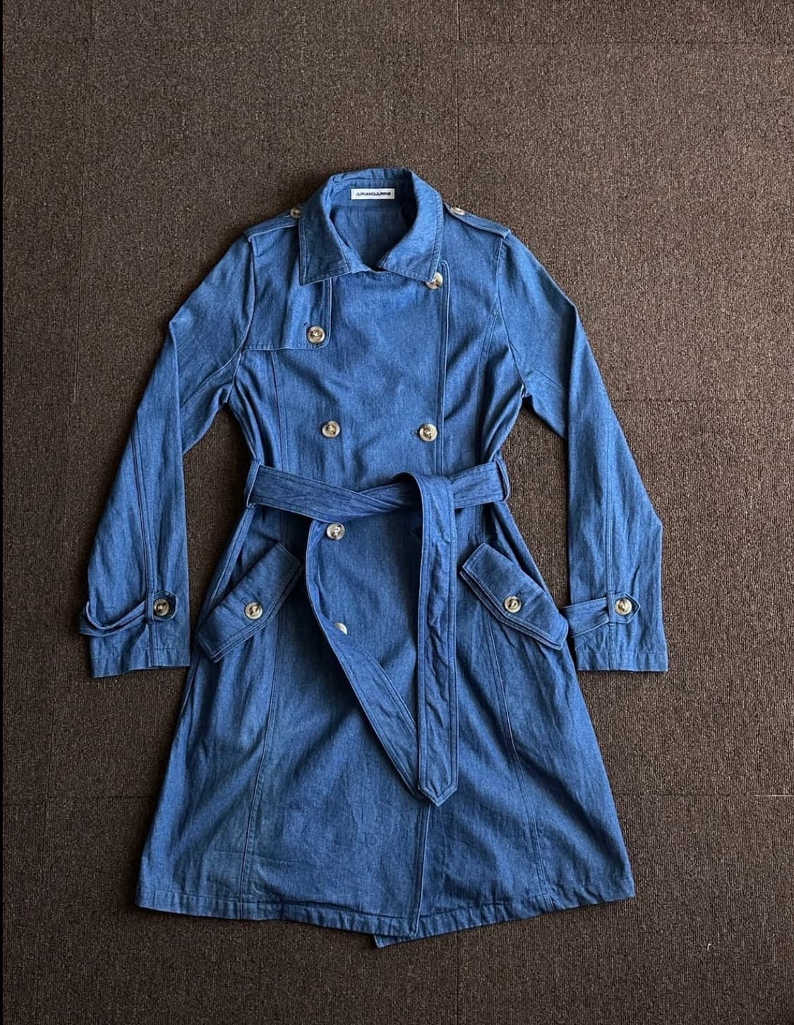 Juriano Jurrie 더블 레이어 포켓 데님 트렌치코트 상품이미지2