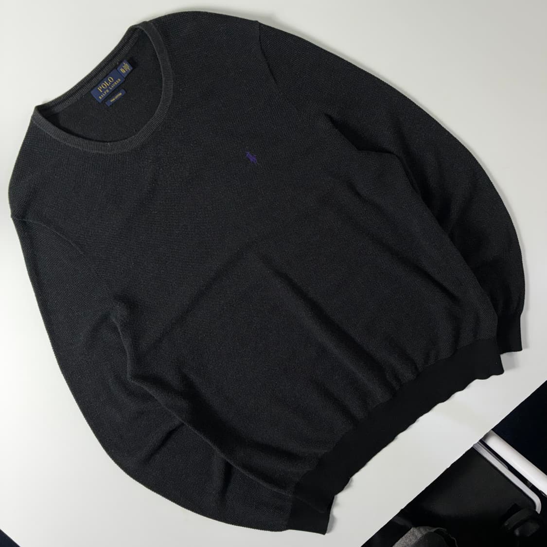 Polo  폴로 랄프로렌 자수 피마코튼 차콜 라운드 니트  상품이미지2