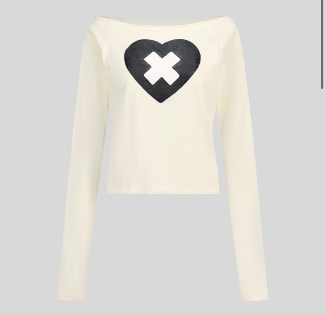 샵페어리 cross heart cut off t-shirt (cream) 상품이미지4