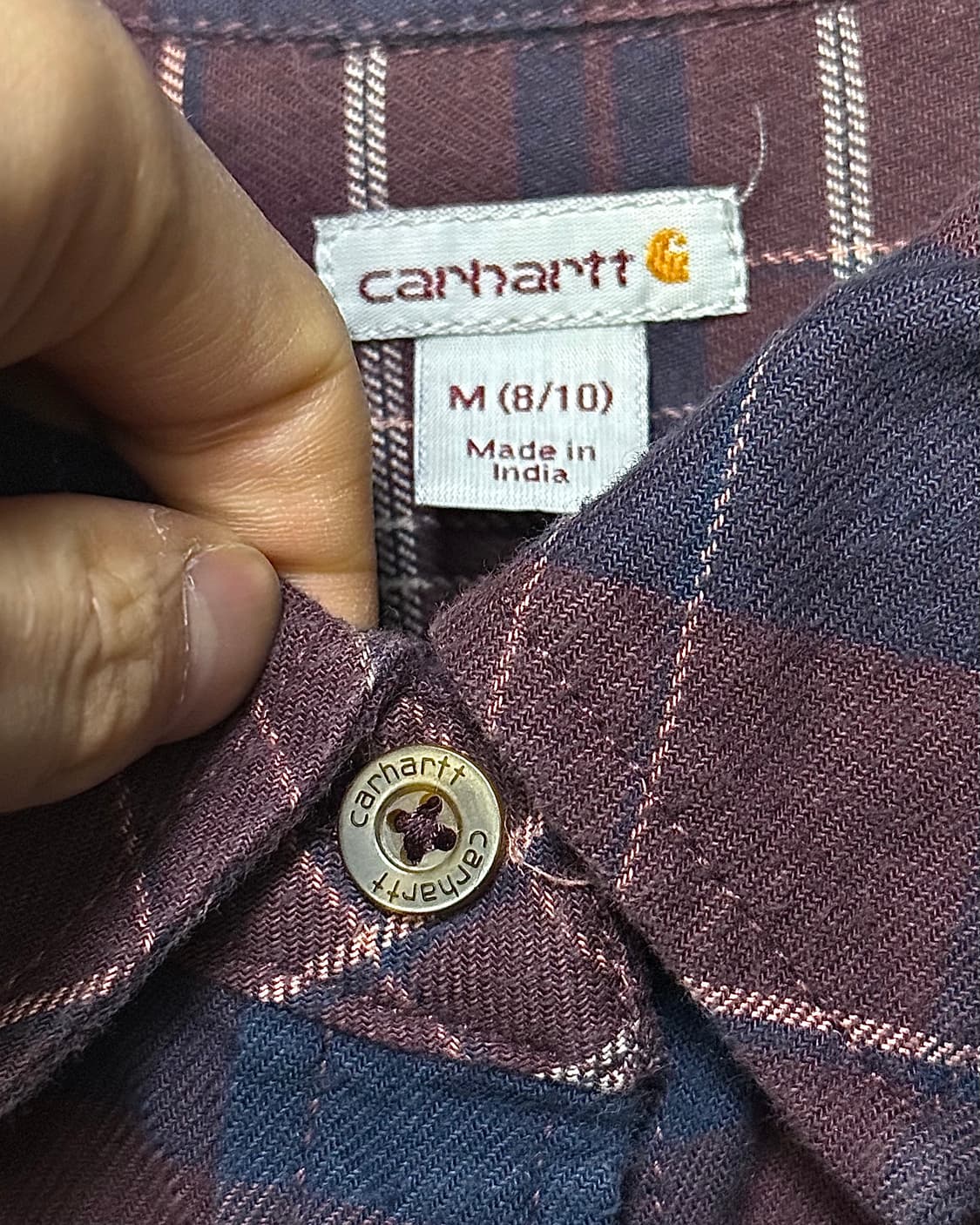 칼하트 2017 fw 자주색 버건디 플란넬 타탄 체크 워크 셔츠 M 95 상품이미지4