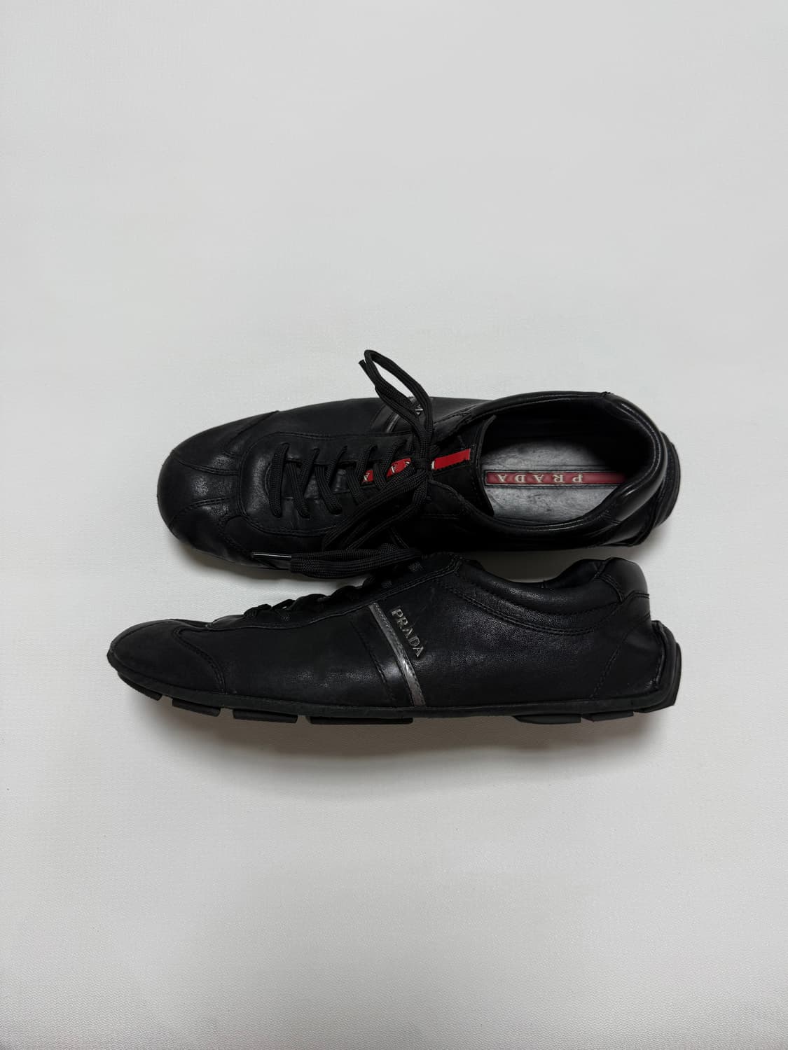 프라다 스포츠 사이드 로고 로우탑 레더 스니커즈 UK8 상품이미지4