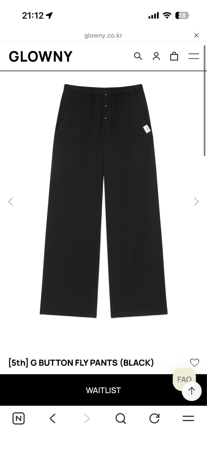 G BUTTON FLY PANTS (BLACK) 상품이미지1