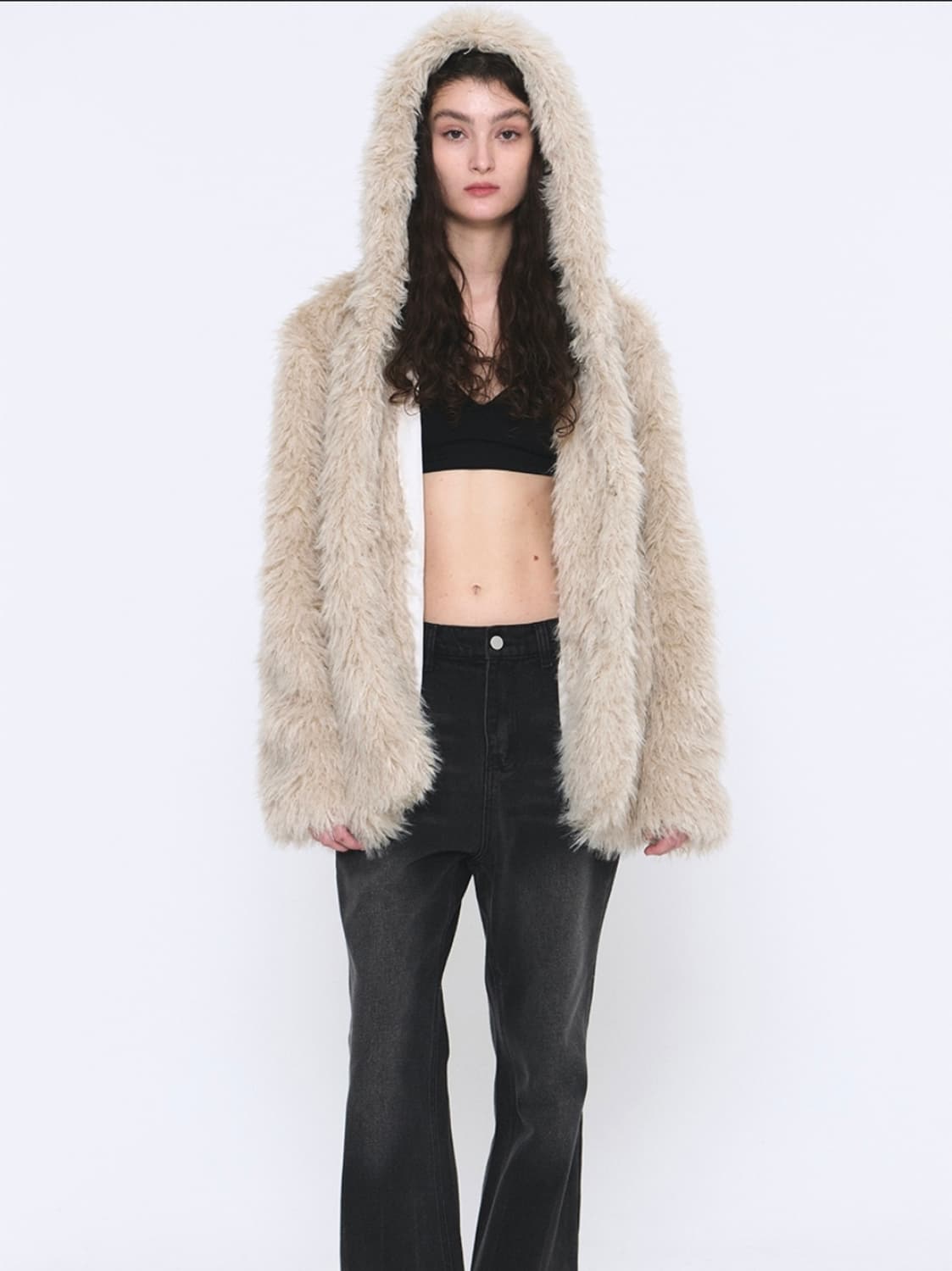 플레이스스튜디오 베이지 퍼후드코트 상품이미지2