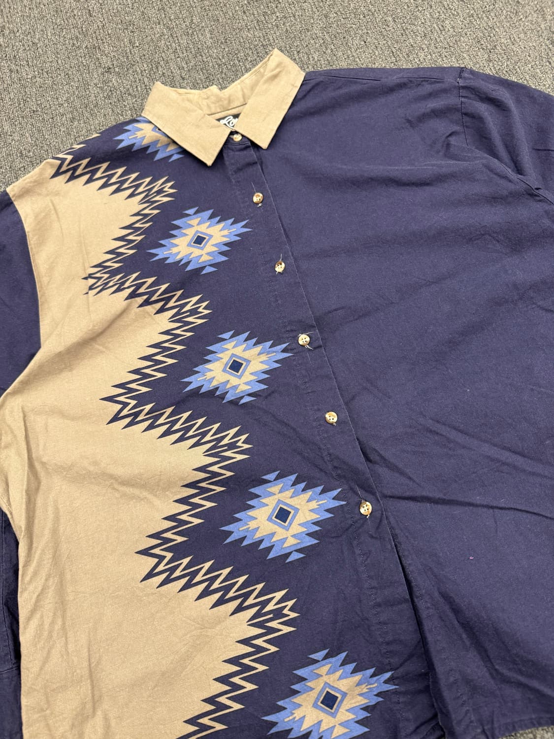 XL)Roper Border 빈티지 나바호 패턴 네이비 여성 셔츠 상품이미지2