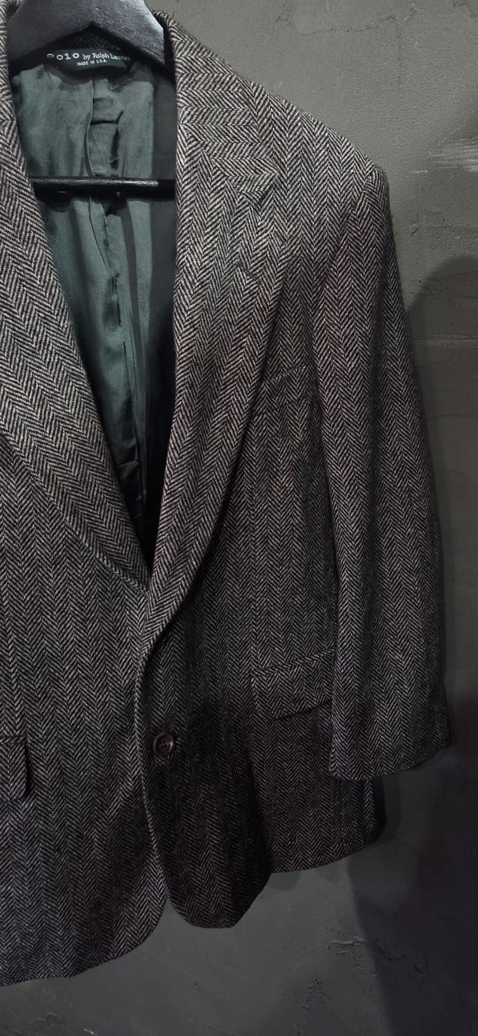 80's 여성 랄프로렌 헤링본 울 블레이저 Made in U.S.A. 상품이미지5