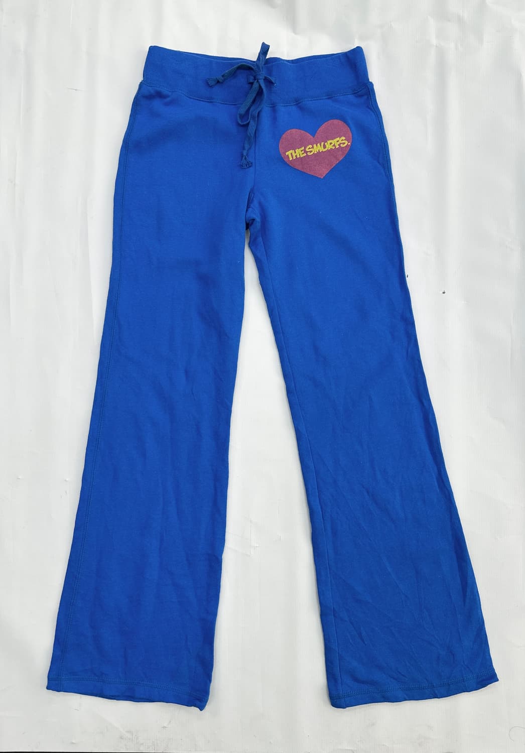 희귀매물 스머프 프린팅 로우라이즈 블루 와이드팬츠 트레이닝 데코라 갸루 상품이미지2