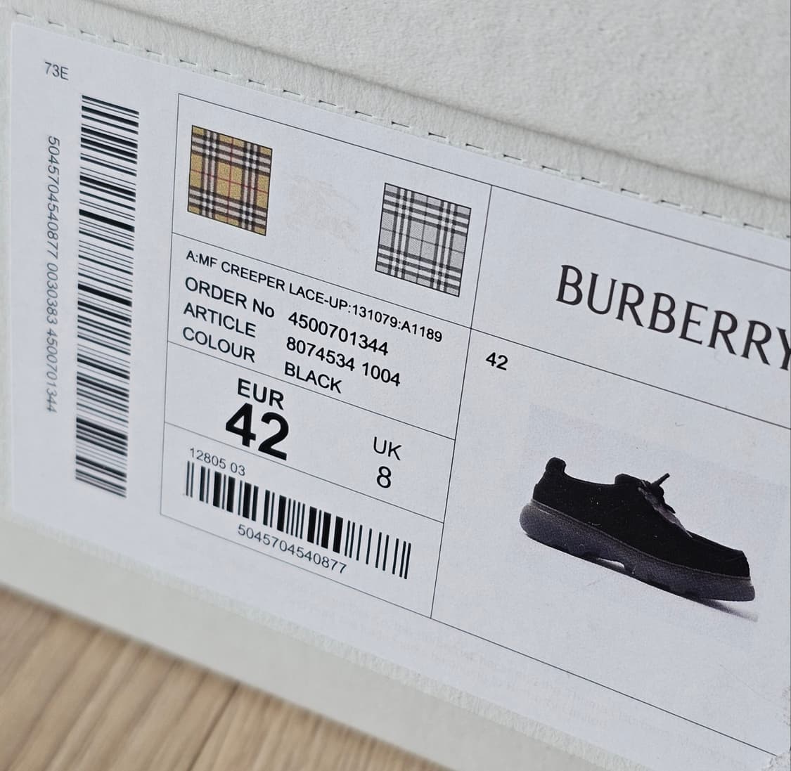 270 42 새제품) 버버리 크리퍼 스웨이드 누벅 더비 슈즈 구두 남자 상품이미지7