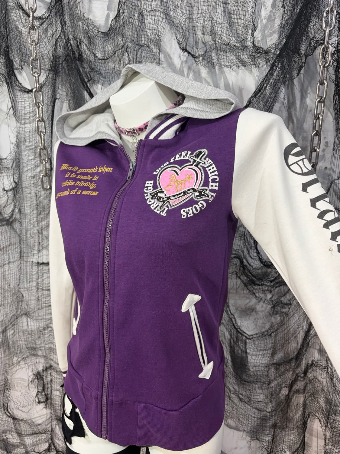 Y2K Kitsch lettering violethoodie zip up 상품이미지6