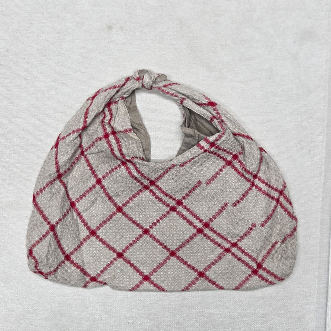 일본 빈티지 레드 체크 매듭백 상품이미지1
