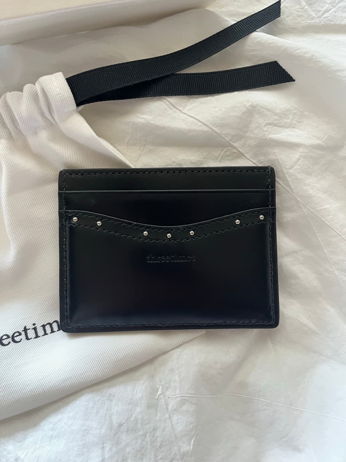 쓰리타임즈 스터드 카드 홀더 블랙 상품이미지5