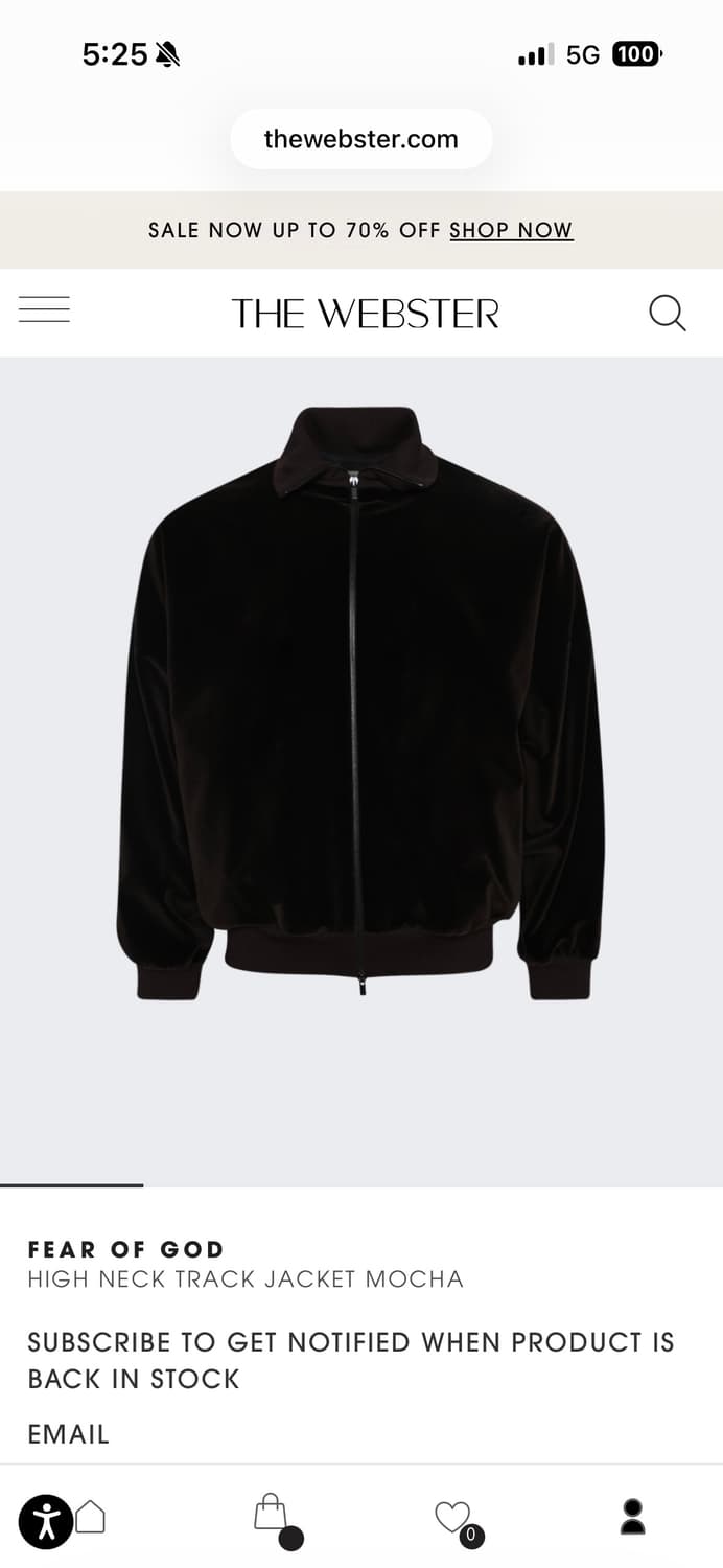 피어오브갓 8th 벨벳 봄버 자켓 fg850-025cov 상품이미지1