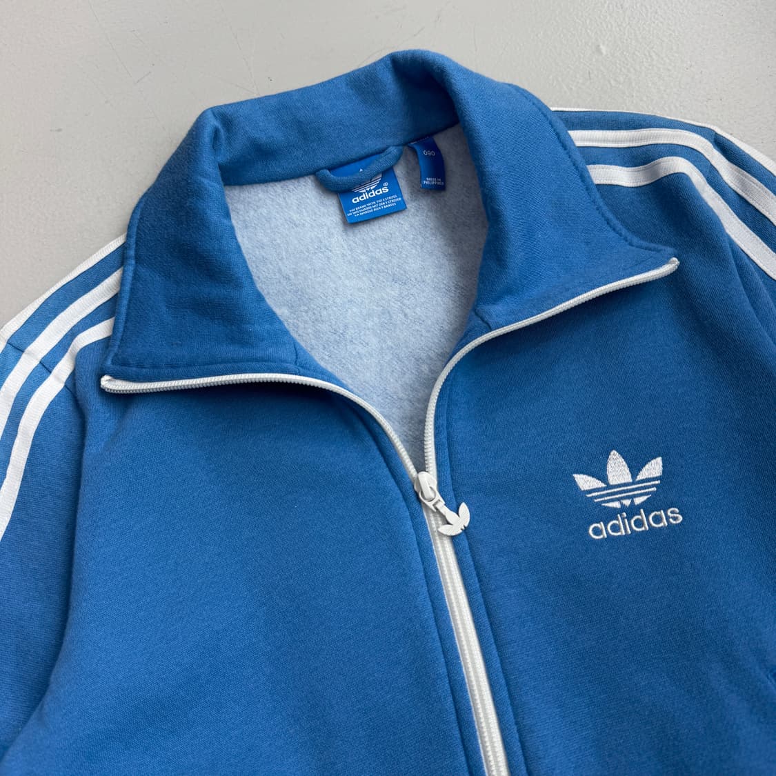 아디다스 빅로고 파이어버드 코튼 트랙탑 져지 하늘색 상품이미지4