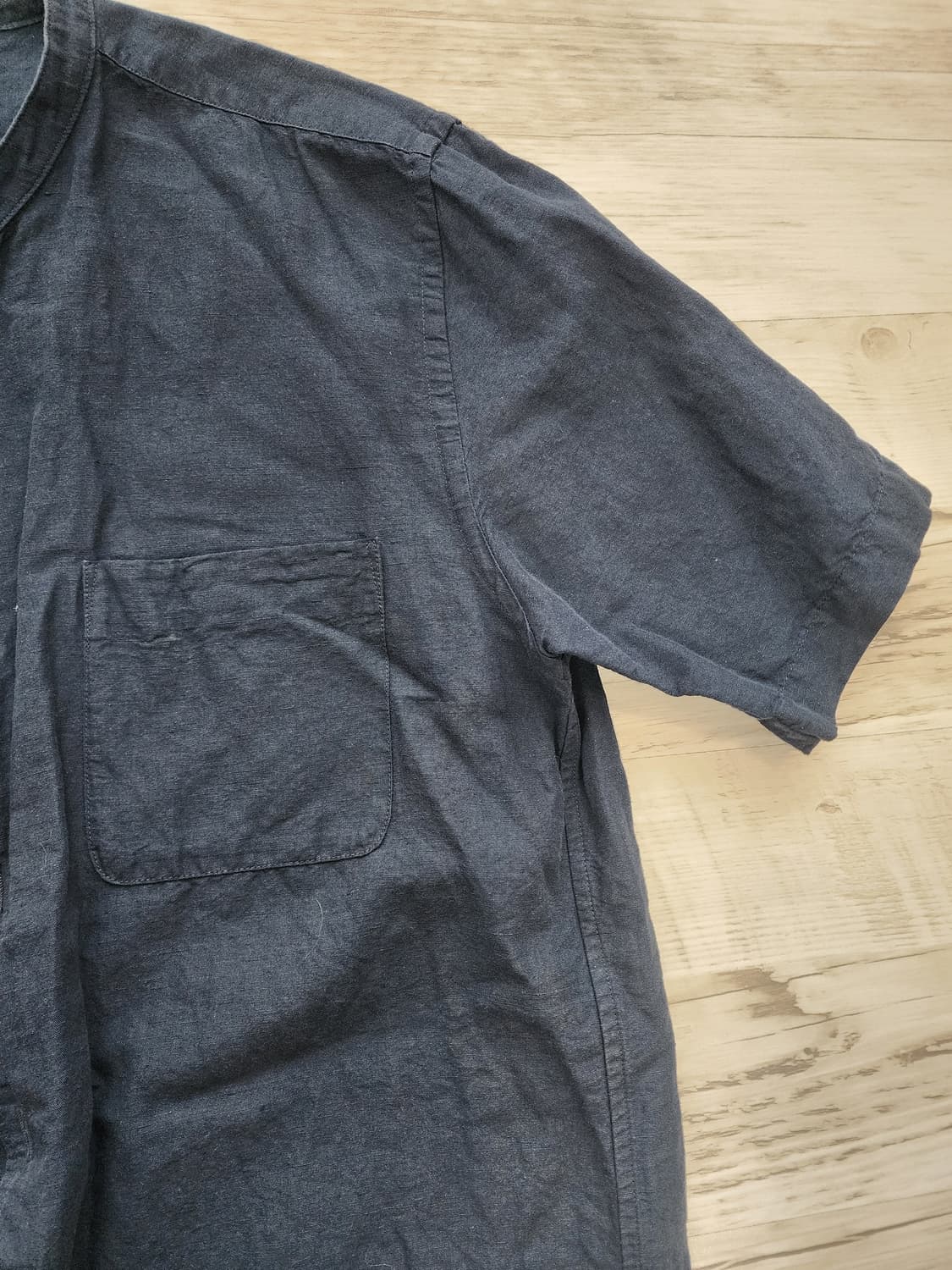 유니클로 차이나 카라 셔츠 네이비 팜. XL 린렌 블렌디드 남방 티셔츠 상품이미지4