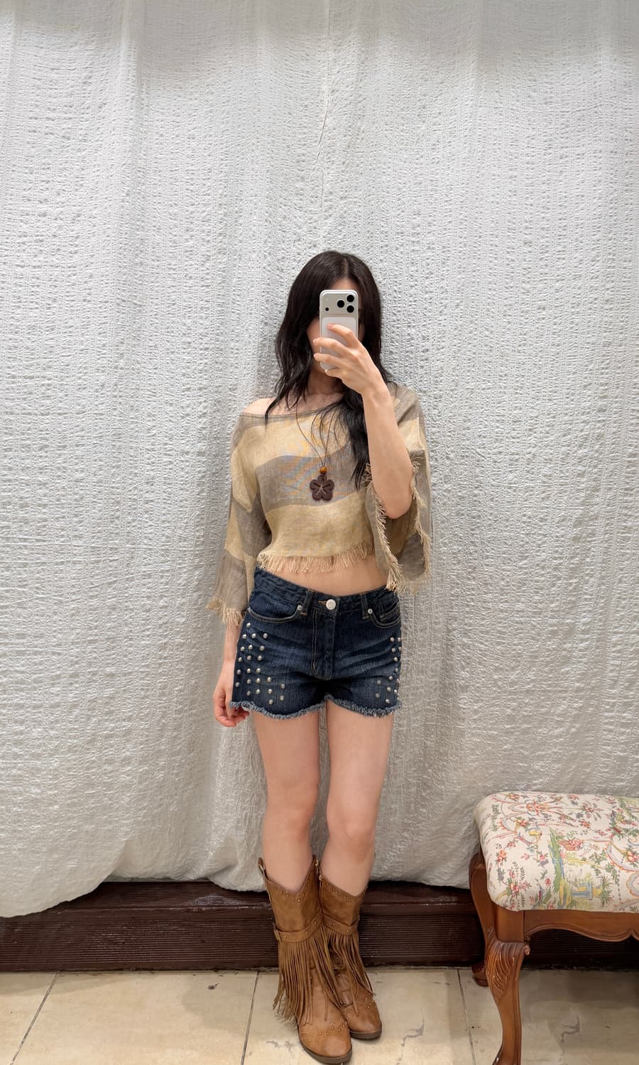 stud point denim shorts 상품이미지3