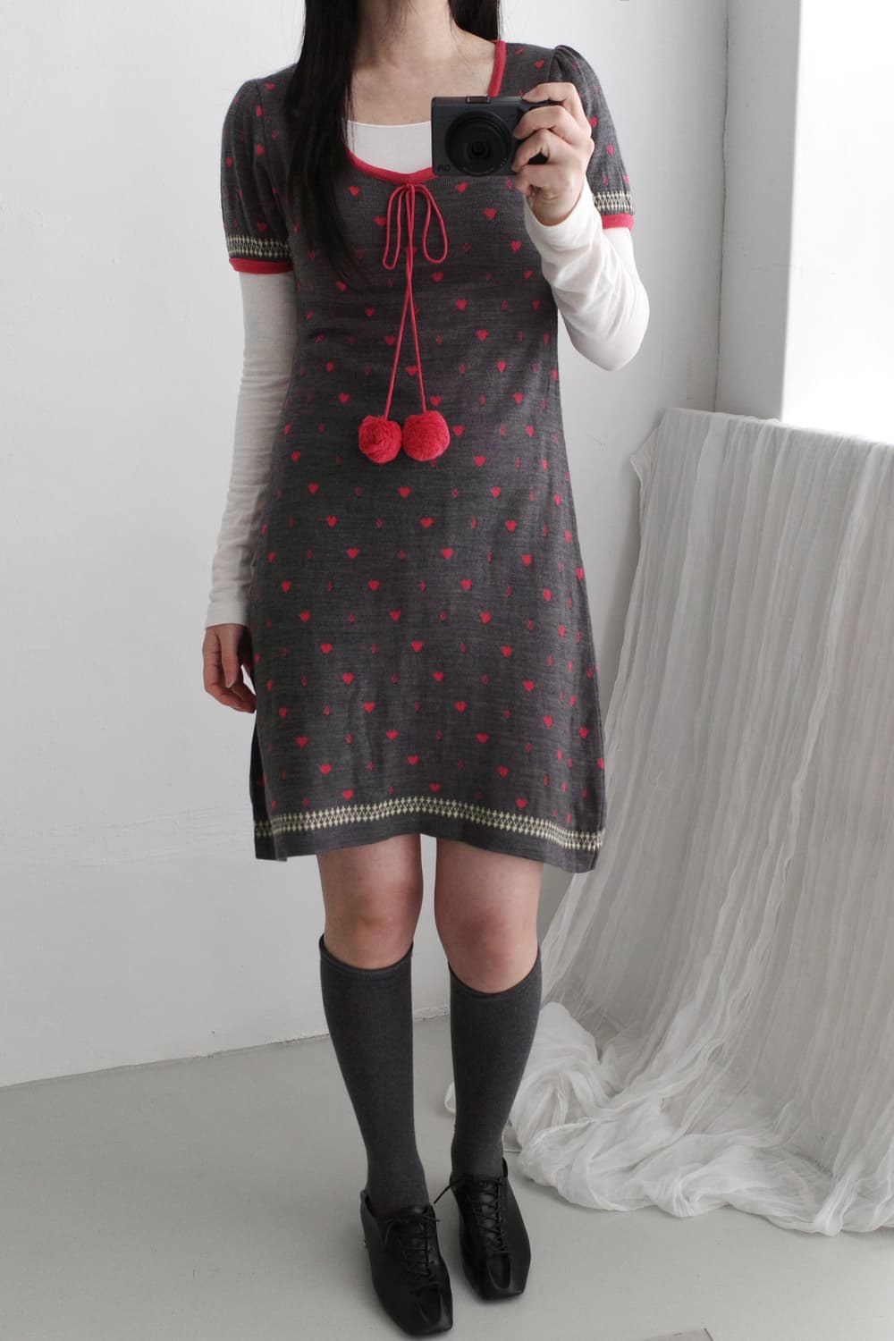 heart dot half knit one-peice 상품이미지5
