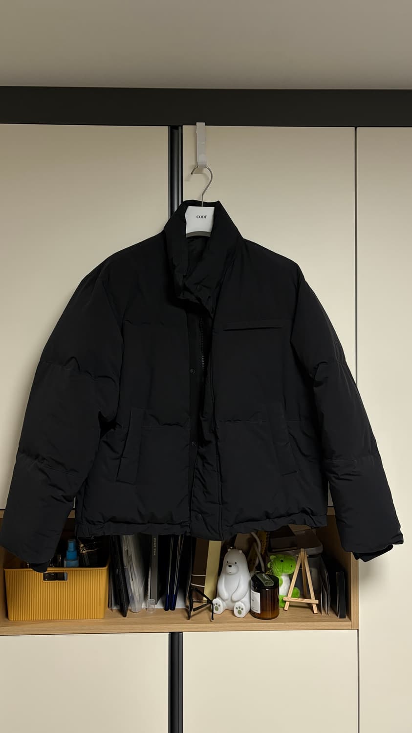 쿠어 페이퍼리 퀼트 덕다운 점퍼 블랙 L 상품이미지4