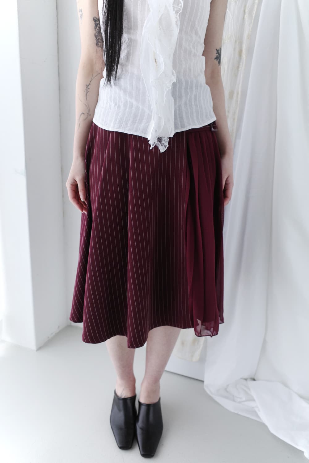 axes femme) buckle pleats stripe skirt 상품이미지6