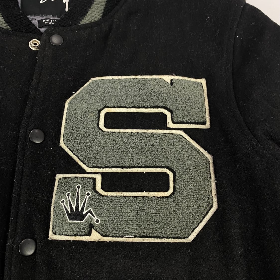 스투시 빅 S 레터맨 블랙 모직 바시티 자켓 (100) 상품이미지5