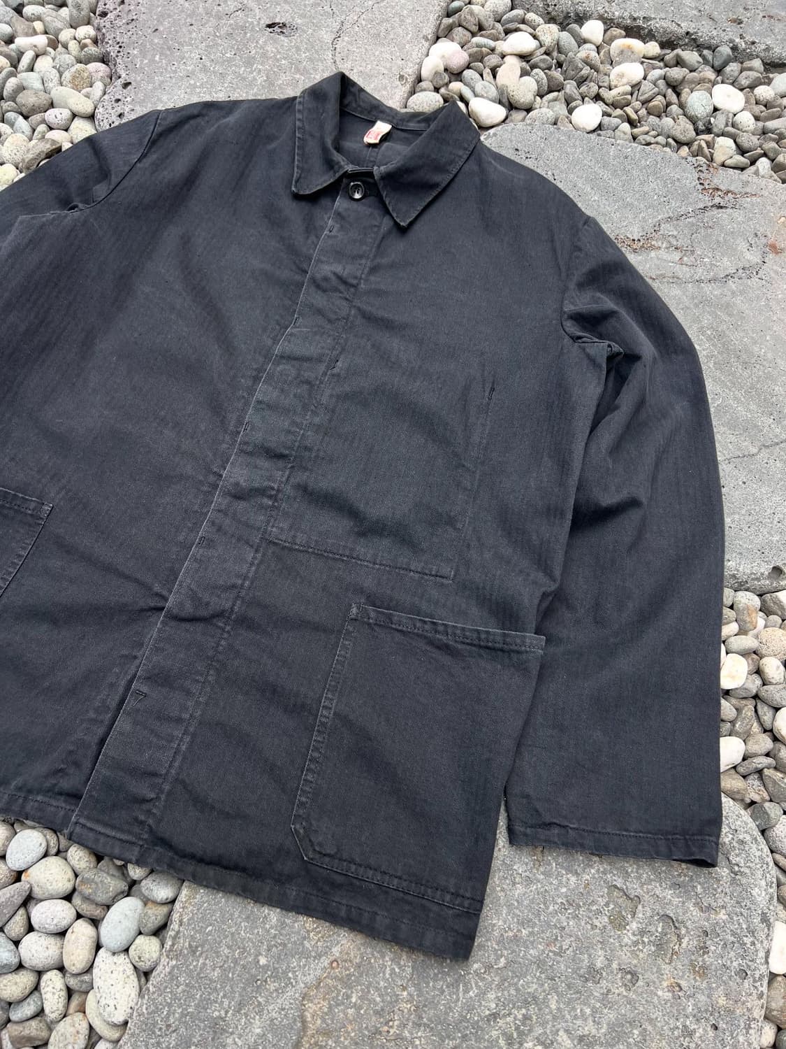 OLD VINTAGE BLACK HBT 헤링본트윌 블랙프렌치워크자켓 상품이미지4