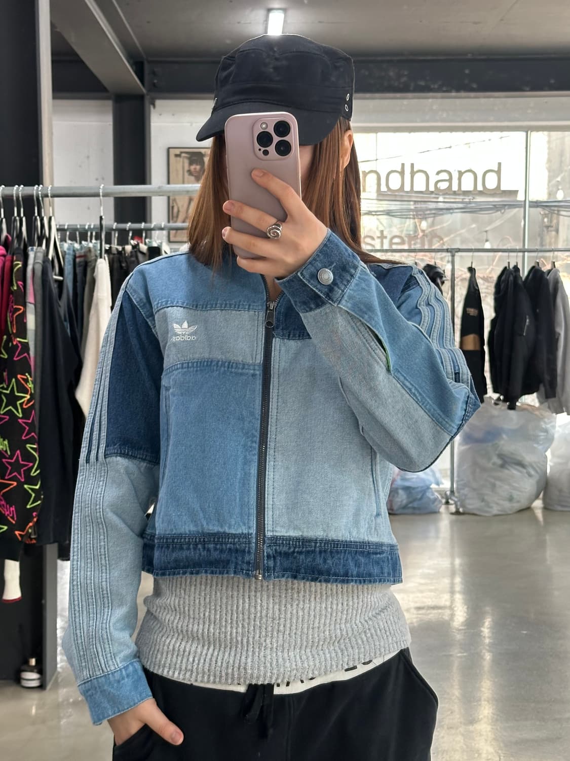 아디다스 크세니아 패치 트랙 하이넥 데님져지 데드스탁 상품이미지1