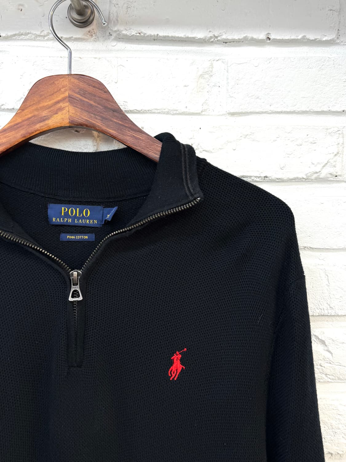 폴로 블랙 반집업 니트 상품이미지4