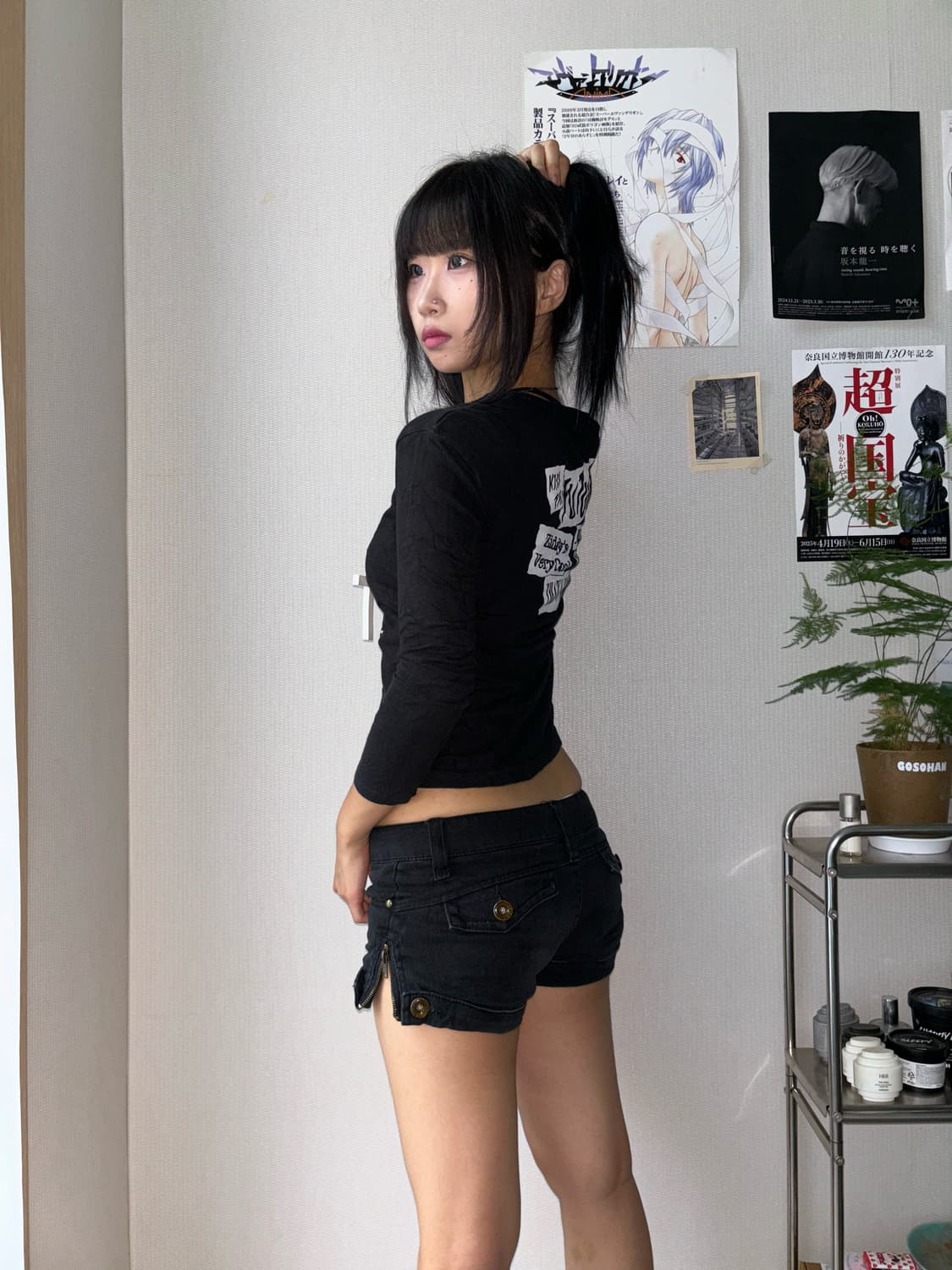 펑크 갸루 y2k 지퍼 디테일 로우라이즈 마이크로 숏팬츠 상품이미지1