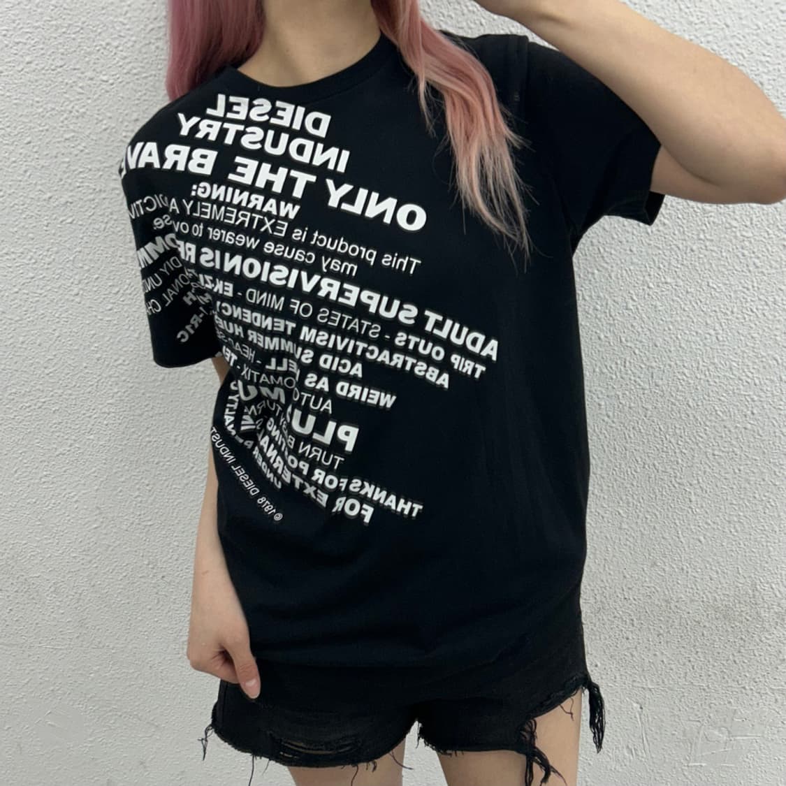 디젤 레터링 프린팅 블랙 반팔 L 상품이미지1