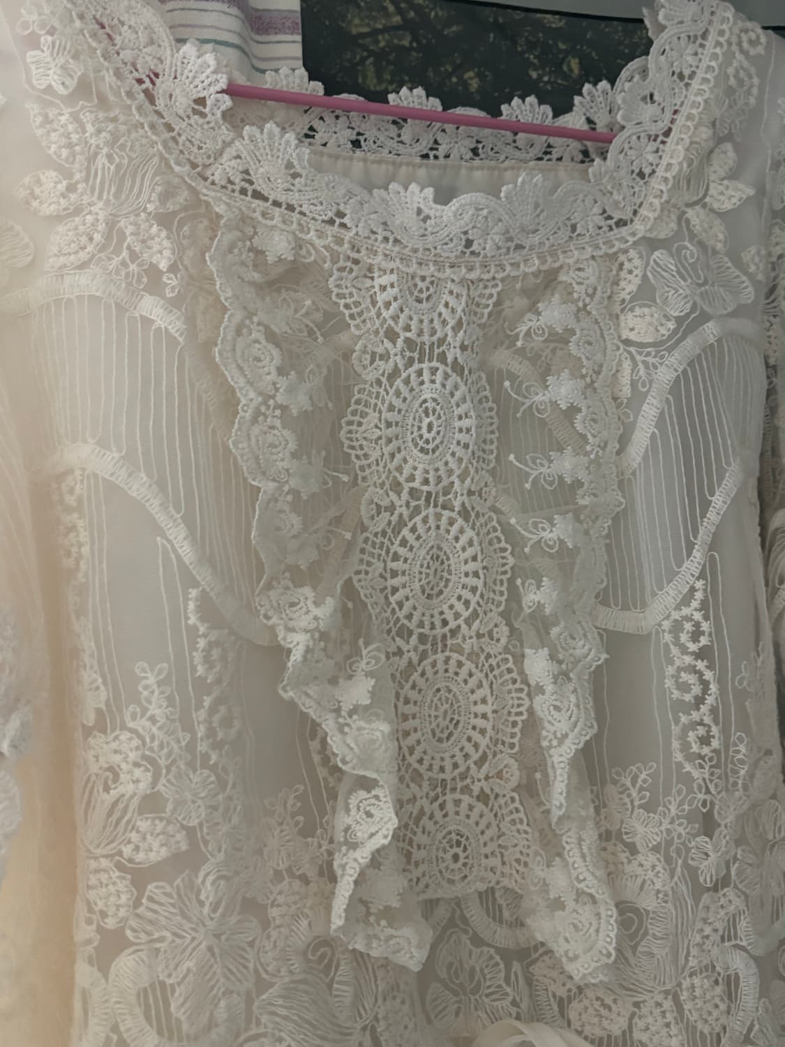 레이스 시스루 블라우스 여리핏 로맨틱 레이어드 상품이미지3