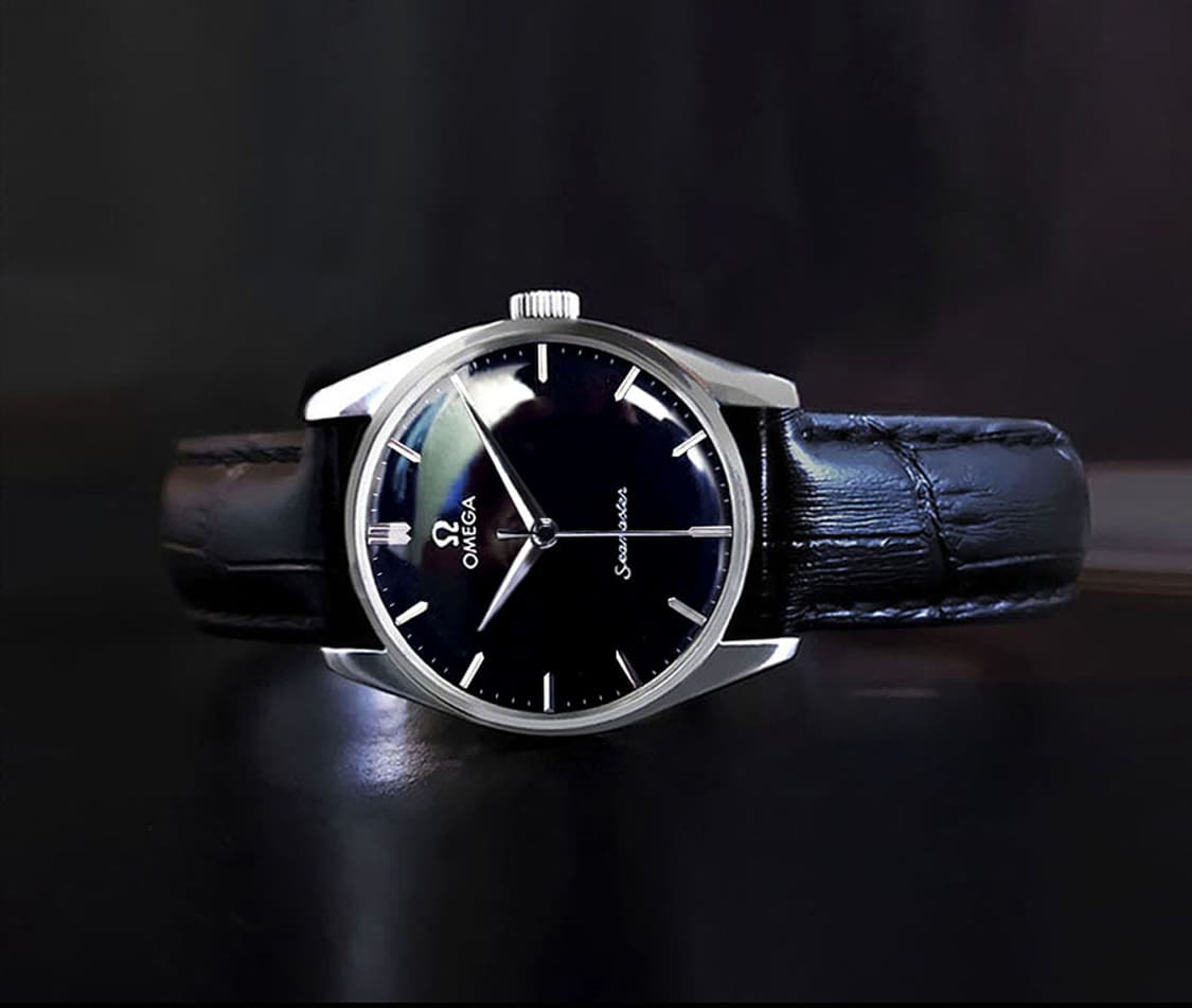 오메가 빈티지 씨마스터 블랙판 남성 수동 가죽 시계 상품이미지8