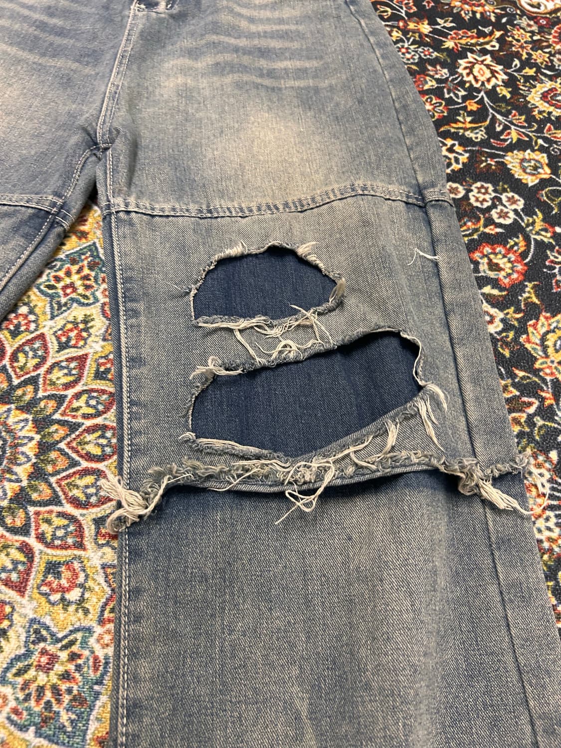 빈티지 데미지 스타일 데님 팬츠 상품이미지2