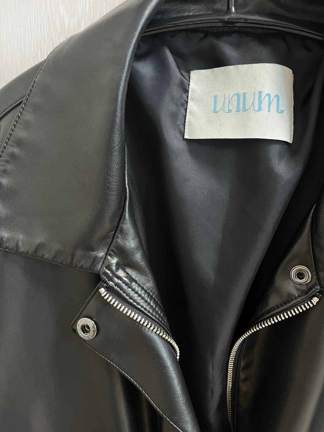 UNUM 언유즈얼마켓 워싱 레더 블루종 자켓  상품이미지7