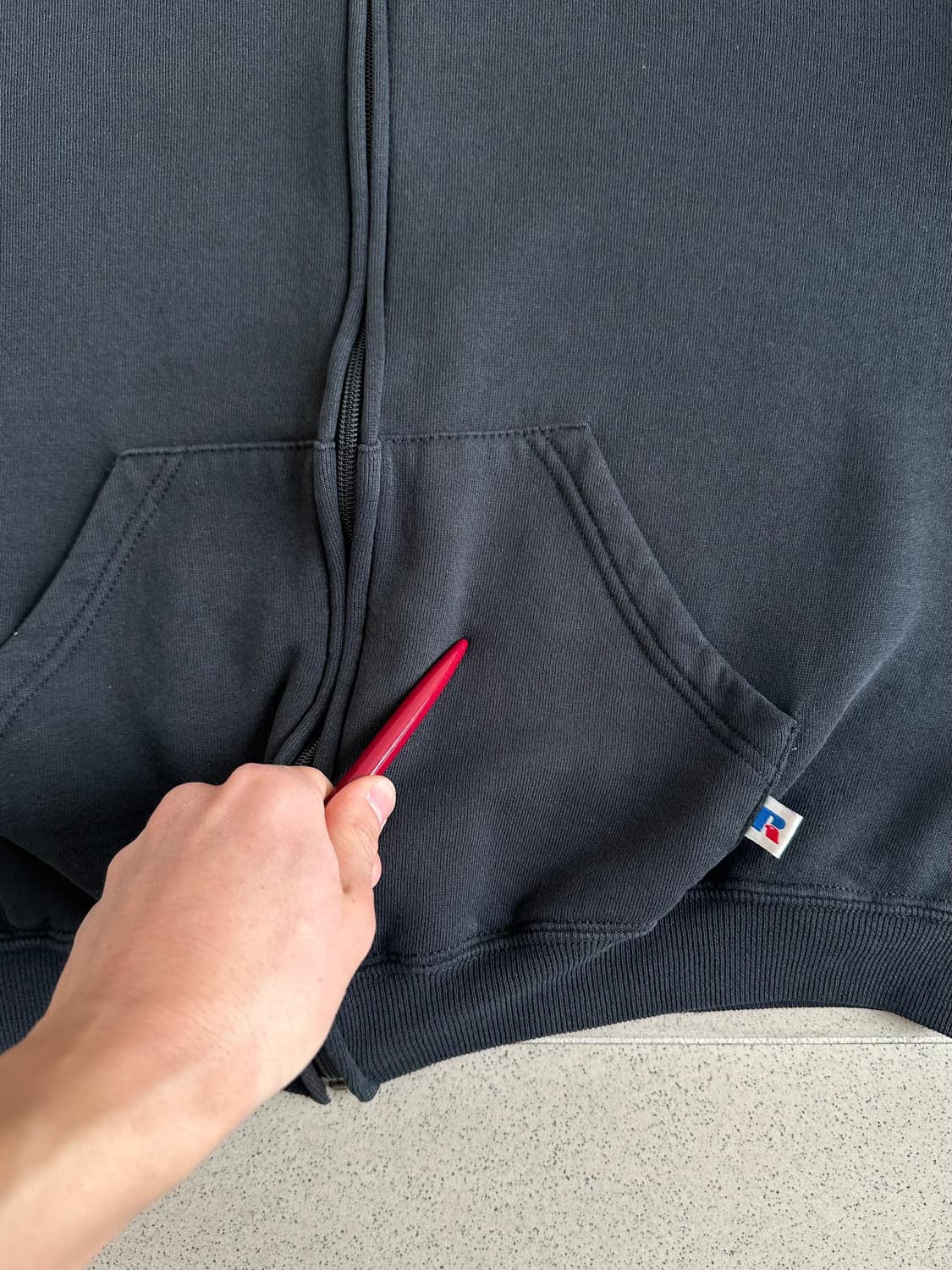 90s 빈티지 러셀 후드집업 블랙 M 상품이미지7