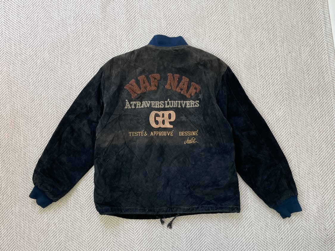 Naf naf 빈티지 스웨이드 레더 패치 바시티 자켓  J04221 상품이미지1