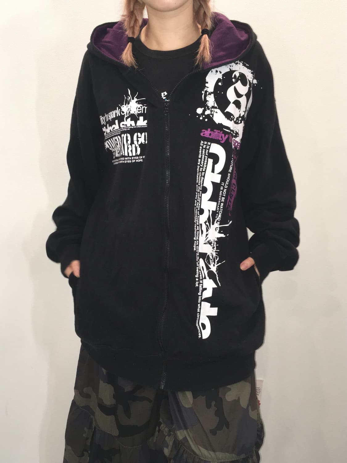 jpn vintage punk black purple hood zipup 상품이미지3