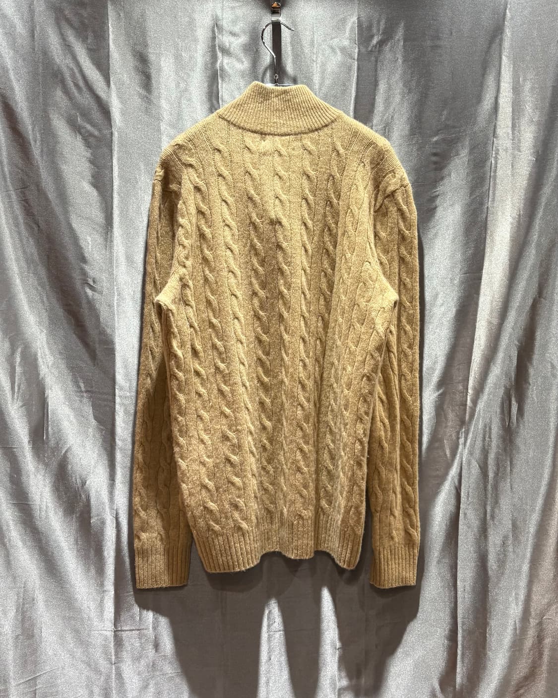 S 폴로랄프로렌 블루포니 베이지 반집업 케이블 니트 상품이미지3