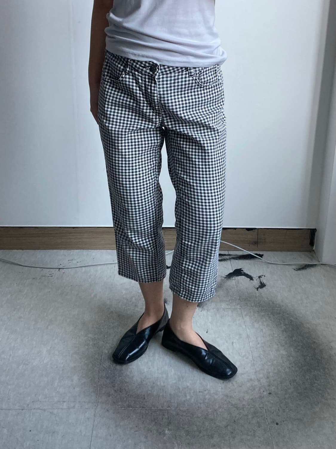 빈티지 체크 7부 팬츠 상품이미지1