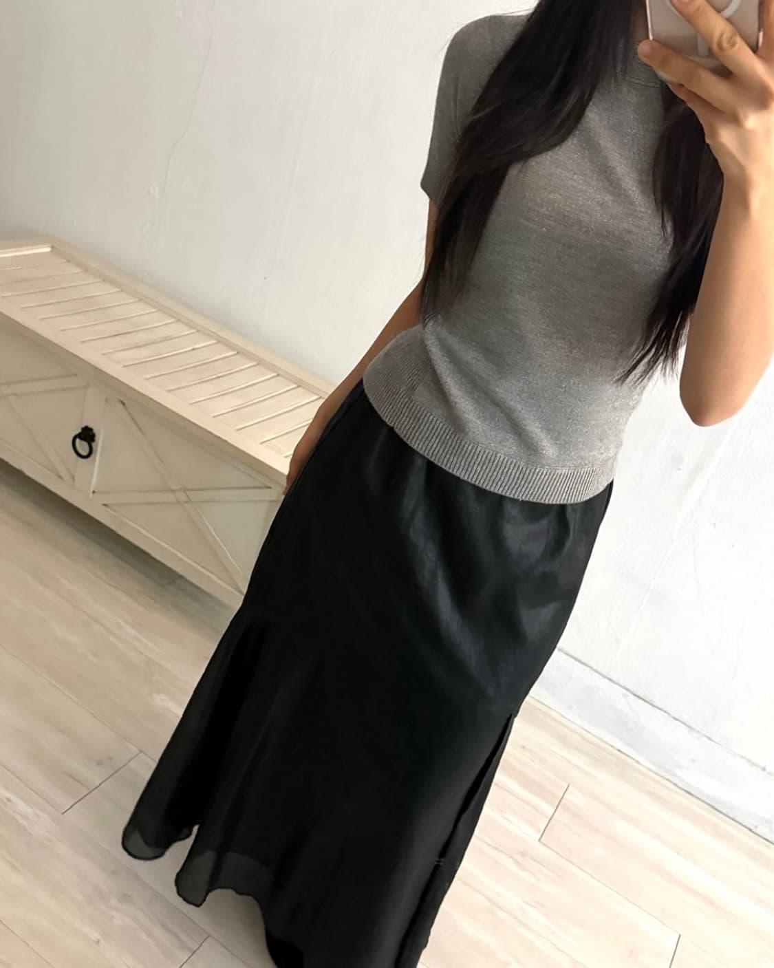 Courrèges Gray Shimmer Half Sleeve Knit 상품이미지4