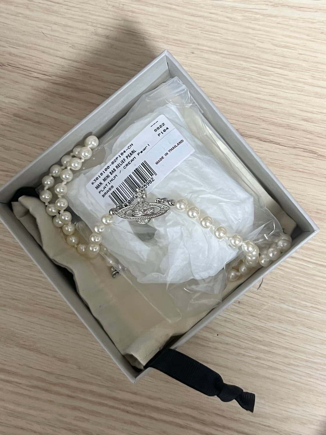 비비안웨스트우드 미니 펄 바스 릴리프 네클리스 실버 상품이미지1