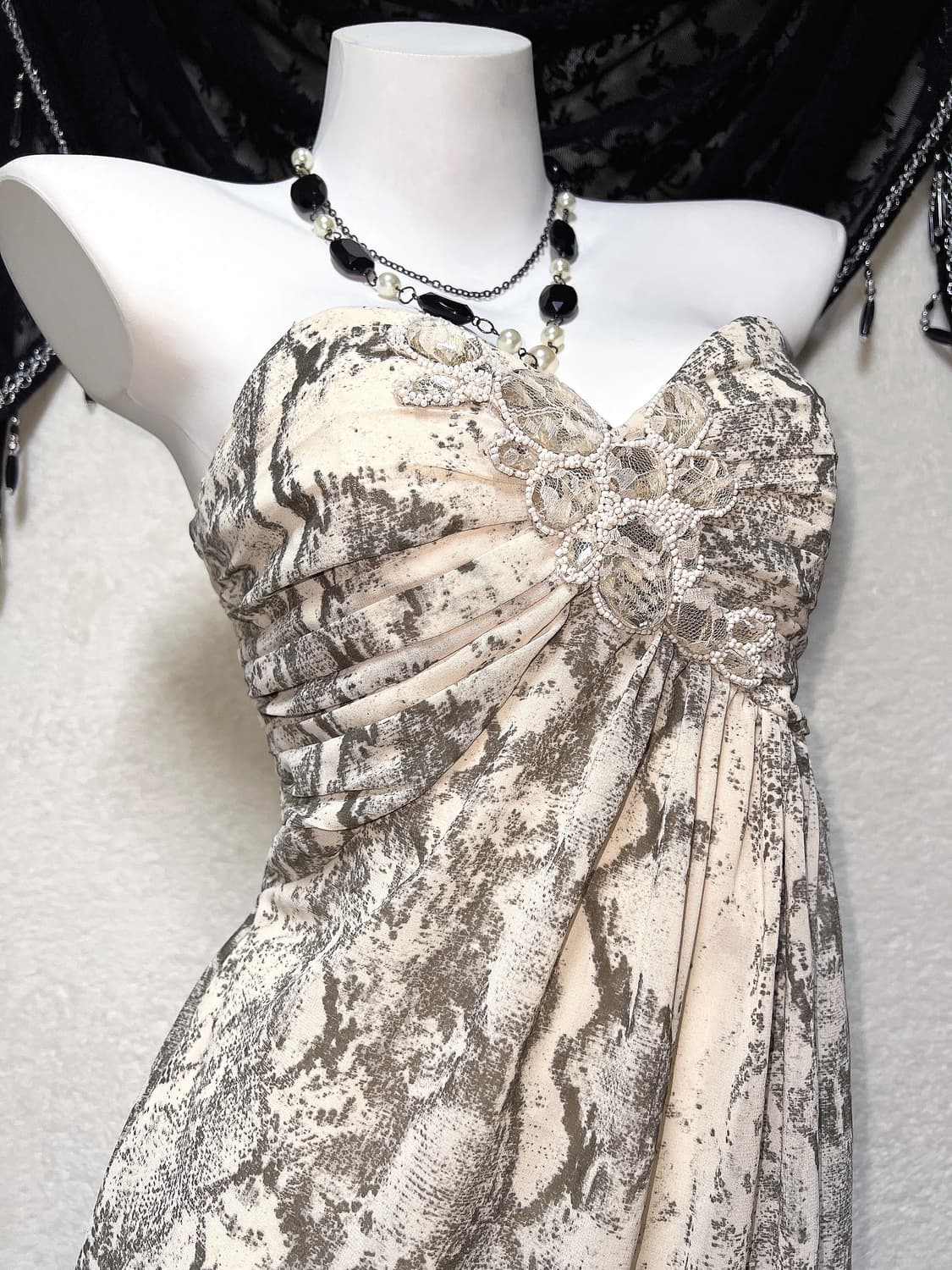 로맨틱갸루 로걀 오리엔탈 오네 히메 파이톤패턴 큐빅비즈 탑드레스 원피스 상품이미지5