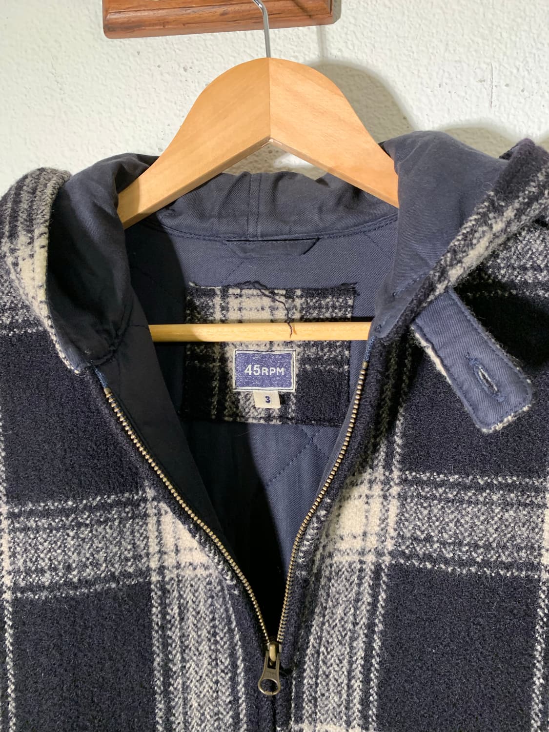 45rpm 울 체크 집업 코트 상품이미지6