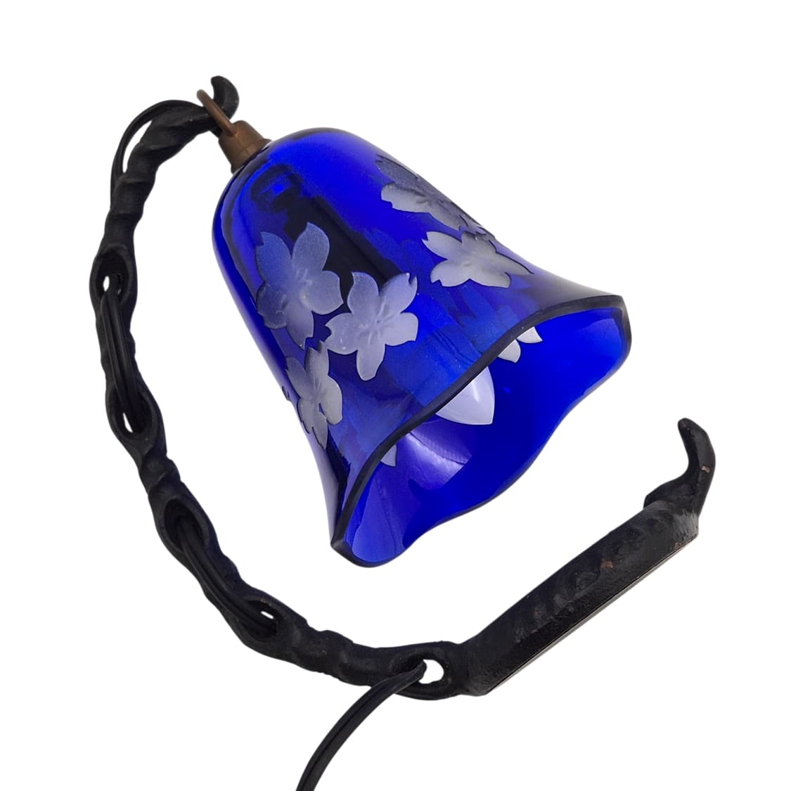 90s 오타루 핸드블로운 카빙 꽃잎 벨 램프 상품이미지6